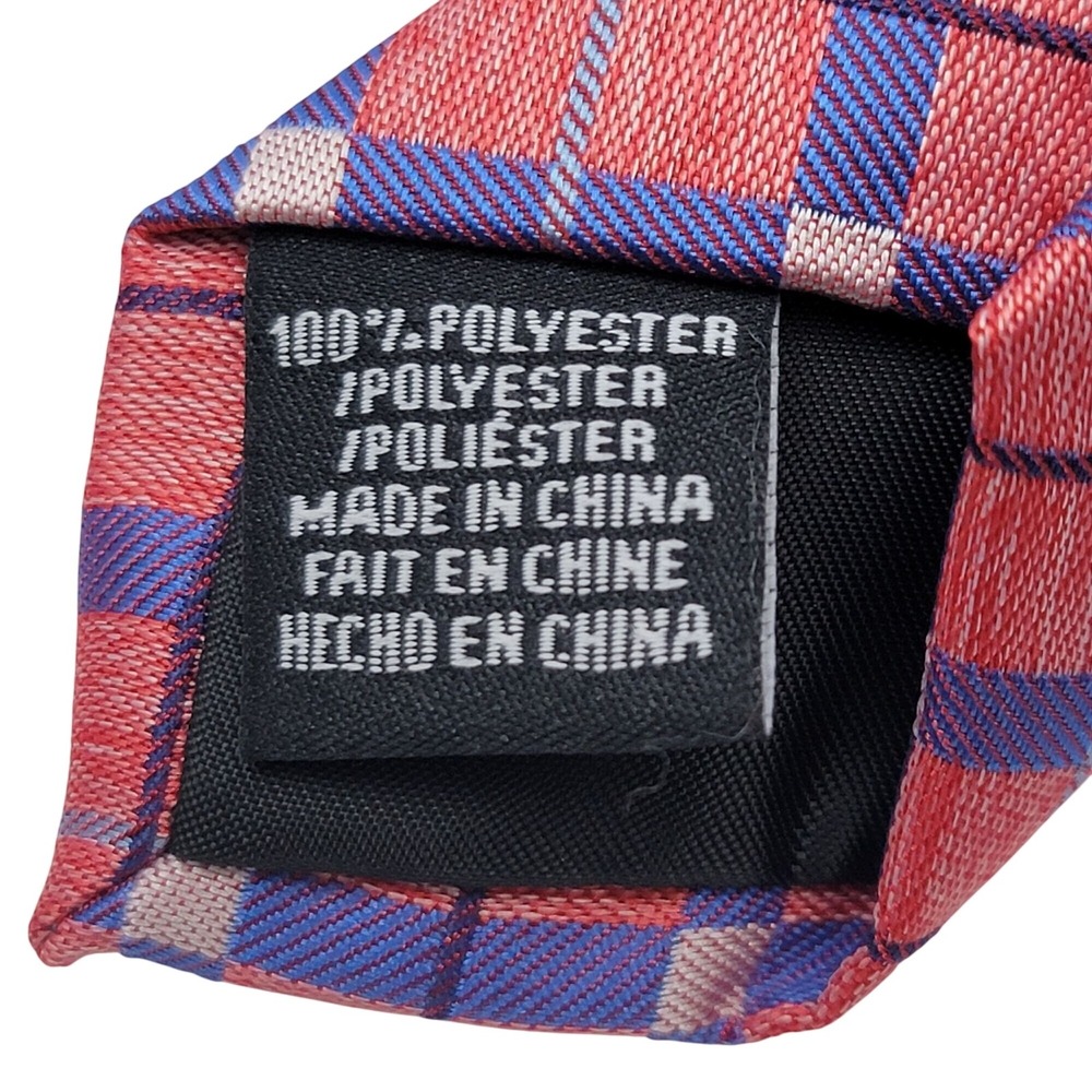Perry Ellis Portfolio Red Purple Plaid Mens Necktie 100% Polyester - Picture 4 of 11